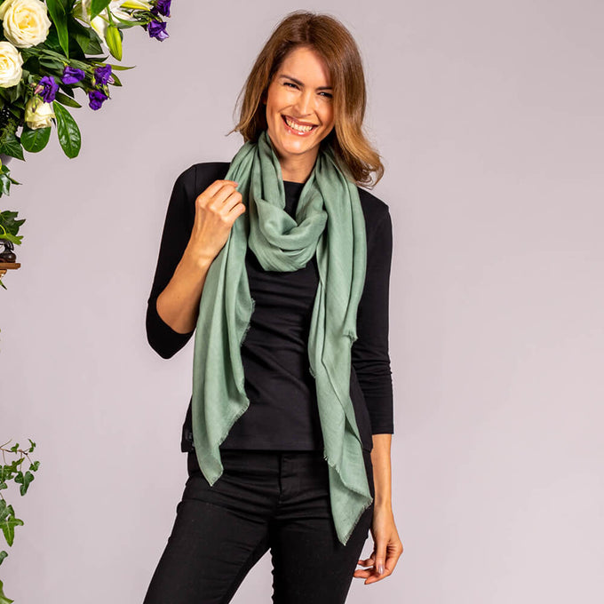 Sage Green Cashmere and Silk Wrap