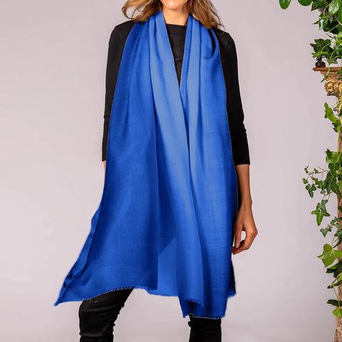 Azure to Sky Blue Cashmere and Silk Wrap