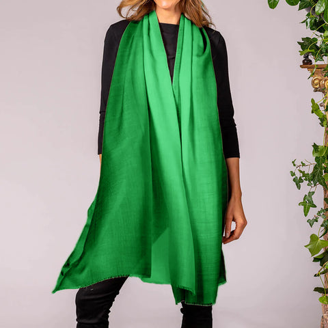 Rainforest Green Shaded Cashmere and Silk Wrap