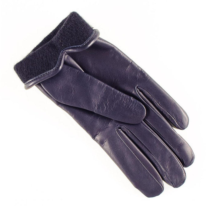 Classic Navy Cashmere Lined Leather Gloves