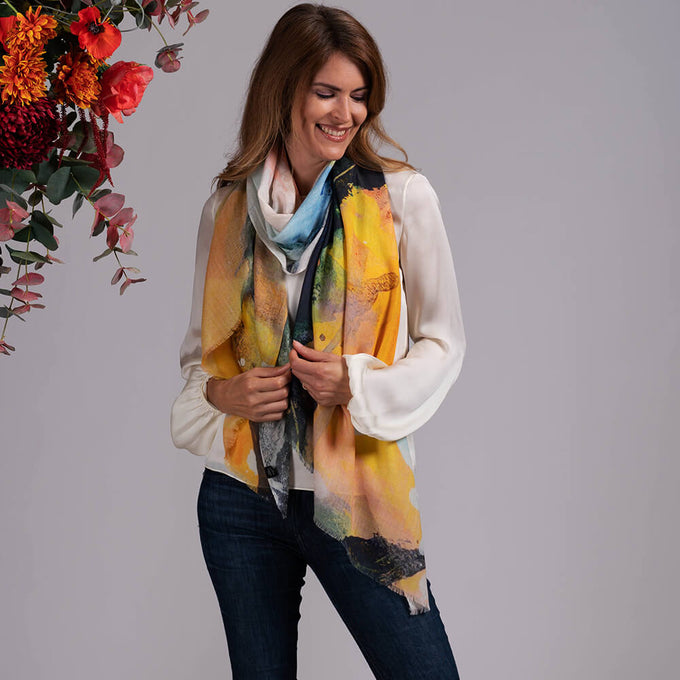 The Abstract Trilogy - ‘Sunset’ Cashmere and Silk Wrap