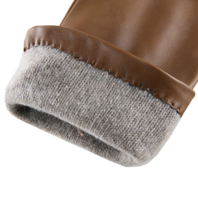 Tan Leather Gloves with Cashmere Lining