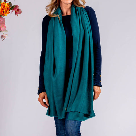 Peacock Green Cashmere Ring Shawl