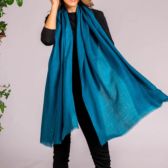 Teal Green Cashmere and Silk Beach Wrap