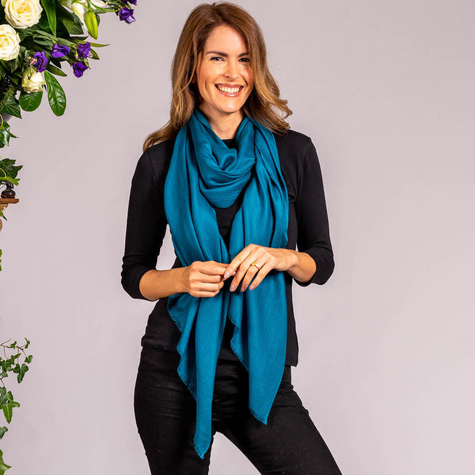 Teal Green Cashmere and Silk Wrap