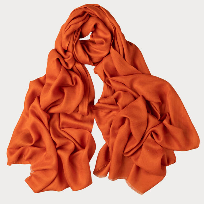 Terracotta Spice Cashmere and Silk Wrap