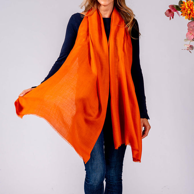 Terracotta Spice Cashmere and Silk Wrap