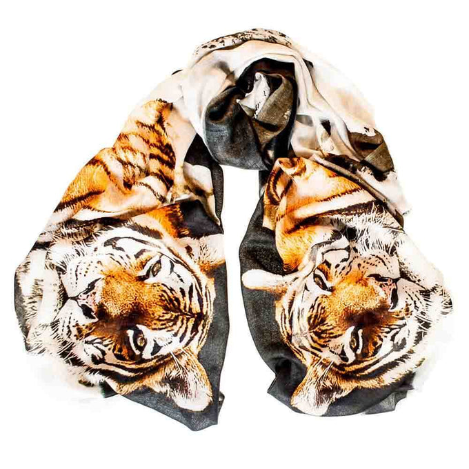 Cashmere and Silk Tiger Print Scarf
