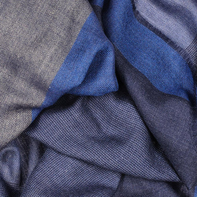Trinity Blue on Blue Wool and Silk Scarf