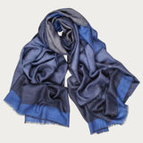 Trinity Blue on Blue Wool and Silk Scarf