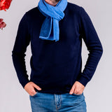 Two Tone Denim Blue Double Faced Cashmere Neck Warmer