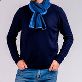 Two Tone Denim Blue Double Faced Cashmere Neck Warmer