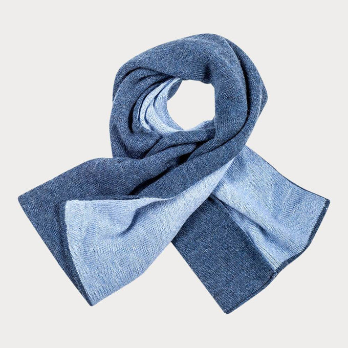 Two Tone Denim Blue Double Faced Cashmere Neck Warmer