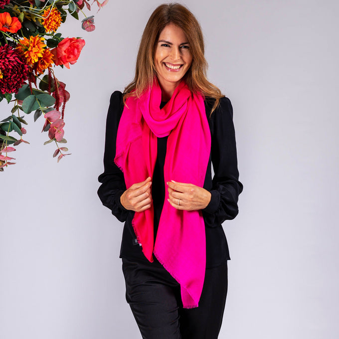 Razmatazz Pink Shaded Cashmere and Silk Wrap