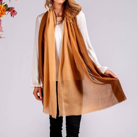 Espresso to Latte Shaded Cashmere and Silk Wrap