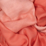 Soft Coral to Peach Shaded Cashmere and Silk Wrap