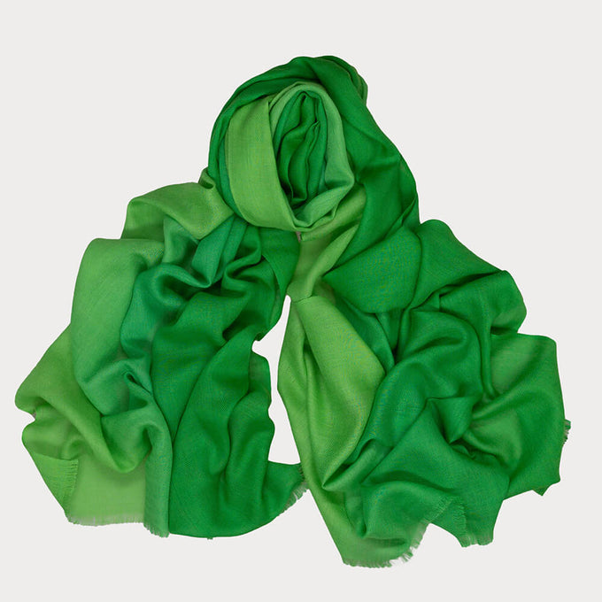 Rainforest Green Shaded Cashmere and Silk Wrap