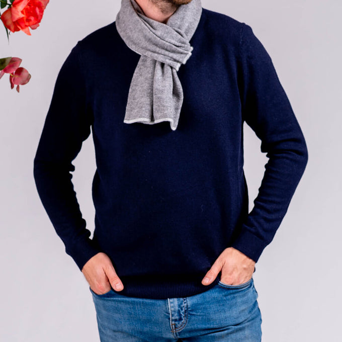 Two Tone Grey Double Faced Cashmere Neck Warmer