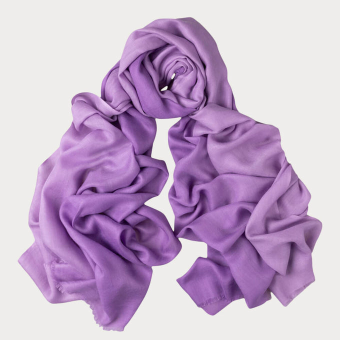 Lilac to Lavender Shaded Cashmere and Silk Wrap