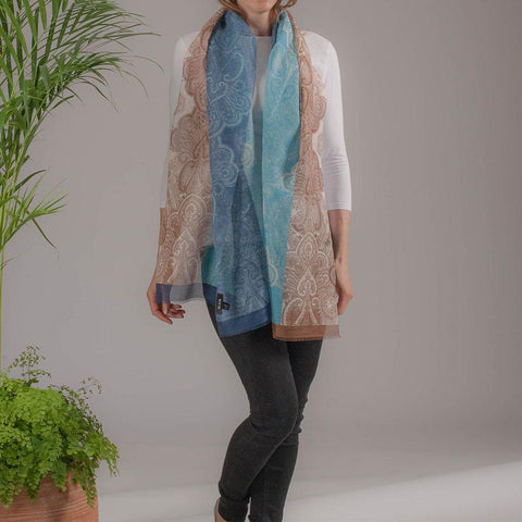 Vieste Tri-Colour Italian Cotton and Linen Scarf