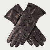 Ladies Black Hand Stitched Cashmere Lined Leather Gloves