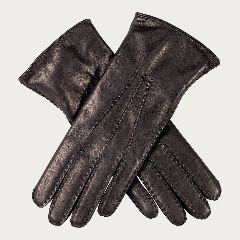 Women's Black Cashmere Lined Leather Gloves – - Main Image