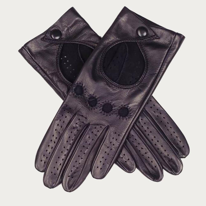 Ladies' Black Leather Driving Gloves