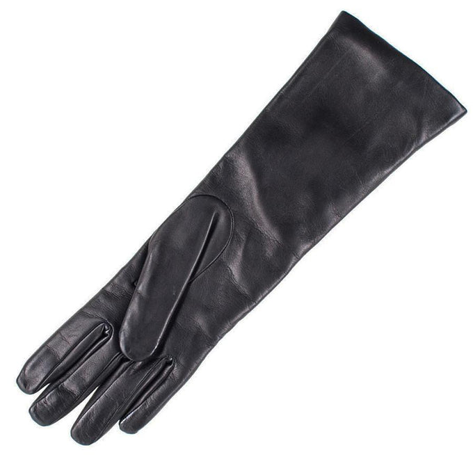 Black Leather Mid Length Gloves with Points