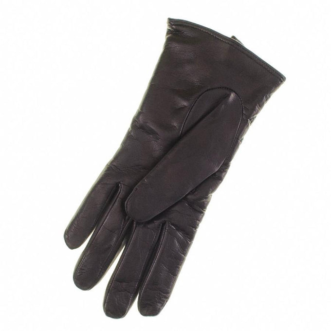 Black Leather Quilted Gloves with Cashmere Lining 2