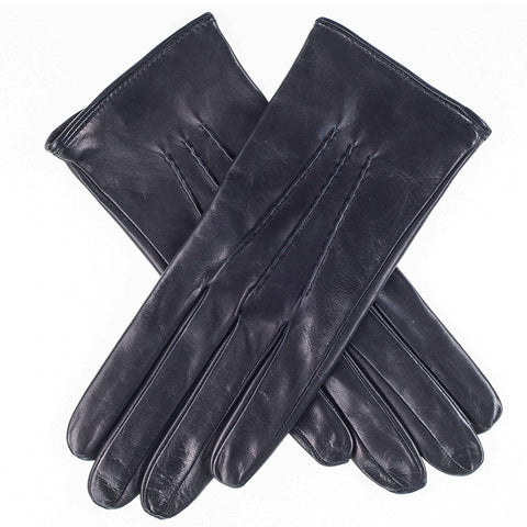 Ladies' Silk Lined Black Leather Gloves