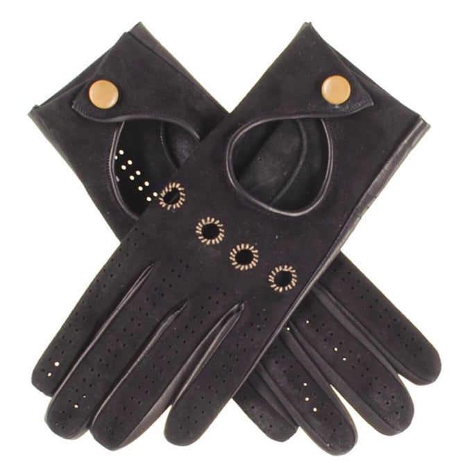 Ladies Black Suede and Leather Driving Gloves