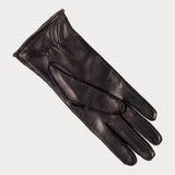 Black Woven Cashmere Lined Leather Gloves