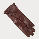 Ladies Brown Hand Stitched Cashmere Lined Leather Gloves