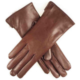 Ladies Brown Rabbit Fur Lined Leather Gloves