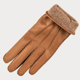 Ladies Camel Hand Stitched Cashmere Lined Leather Gloves