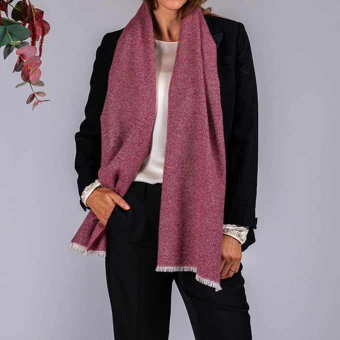 Claret and Cream Interwoven Cashmere Scarf