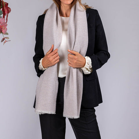 Nude and Ivory Interwoven Cashmere Scarf