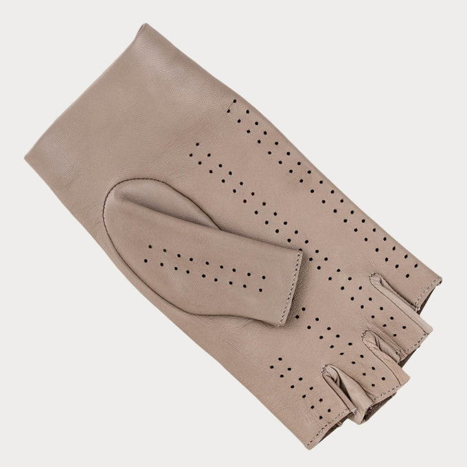 Nude and Orange Fingerless Leather Diving Gloves