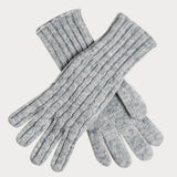 Ladies Grey Cable Knit Cashmere Gloves