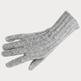 Ladies Grey Cable Knit Cashmere Gloves