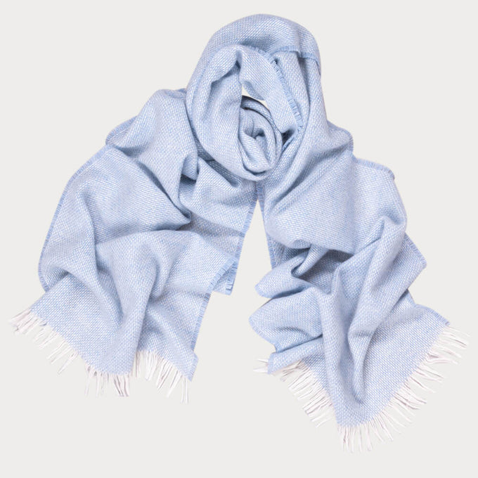 Baby Blue and Ivory Interwoven Cashmere Scarf