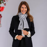 Dove Grey and Ivory Interwoven Cashmere Scarf