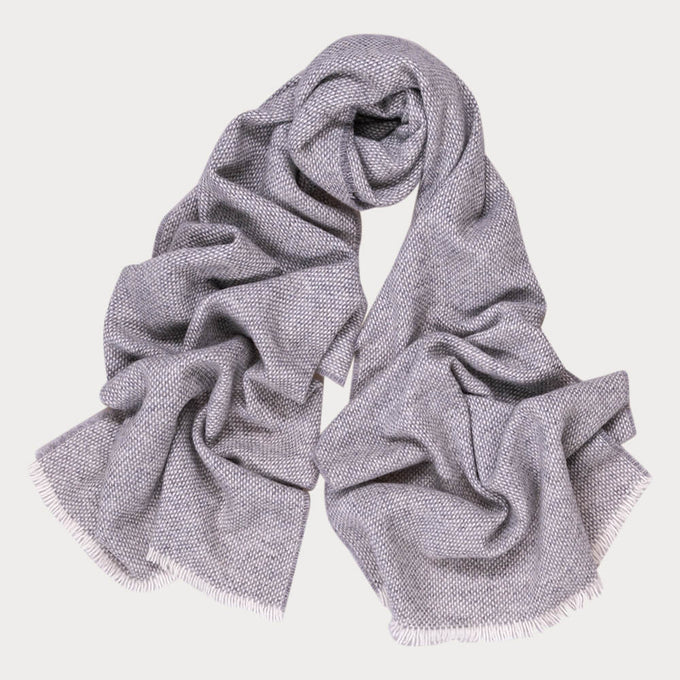 Dove Grey and Ivory Interwoven Cashmere Scarf