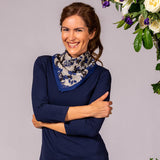 Floral Silk and Cotton Neck Scarf