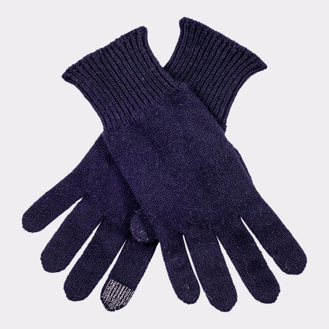 Ladies Navy Touch Screen Cashmere Gloves