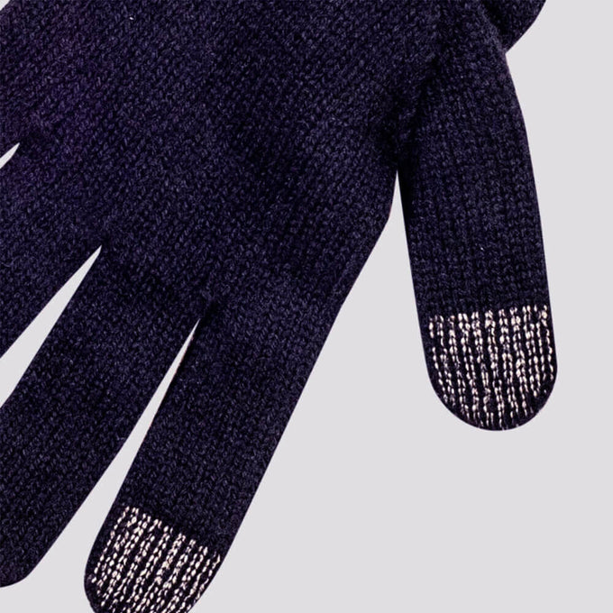 Ladies Navy Touch Screen Cashmere Gloves