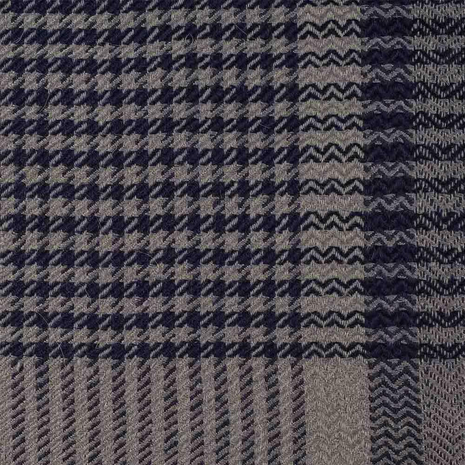 Navy and Grey Houndstooth Cashmere Shawl