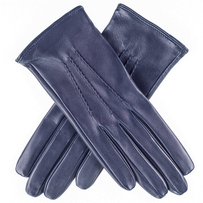 Midnight Navy Silk Lined Italian Leather Gloves