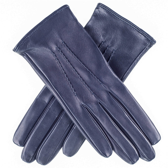 Midnight Navy Silk Lined Italian Leather Gloves
