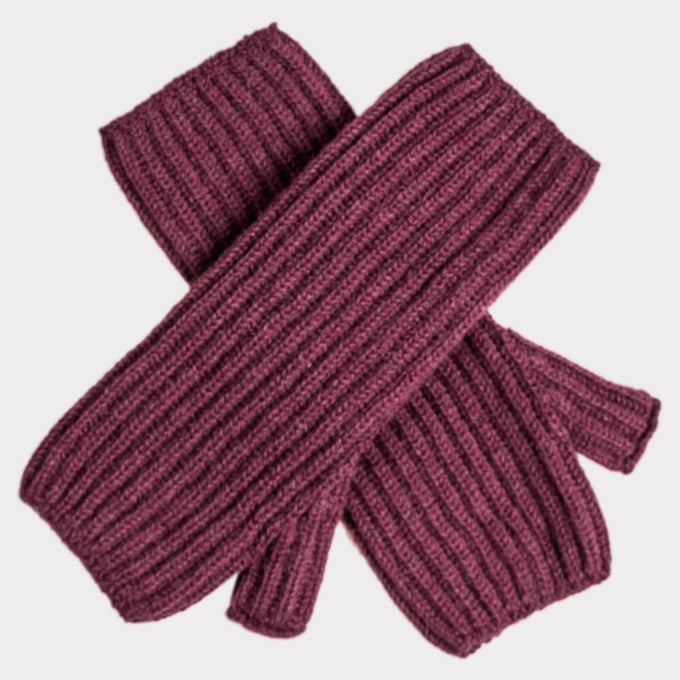 Ladies Purple Mid Length Cashmere Wrist Warmers